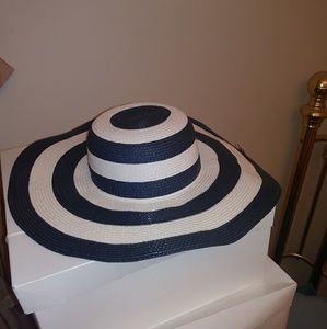 Blue and white hat