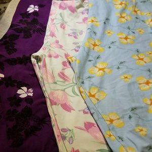 Three pairs of floral buttery soft leggings