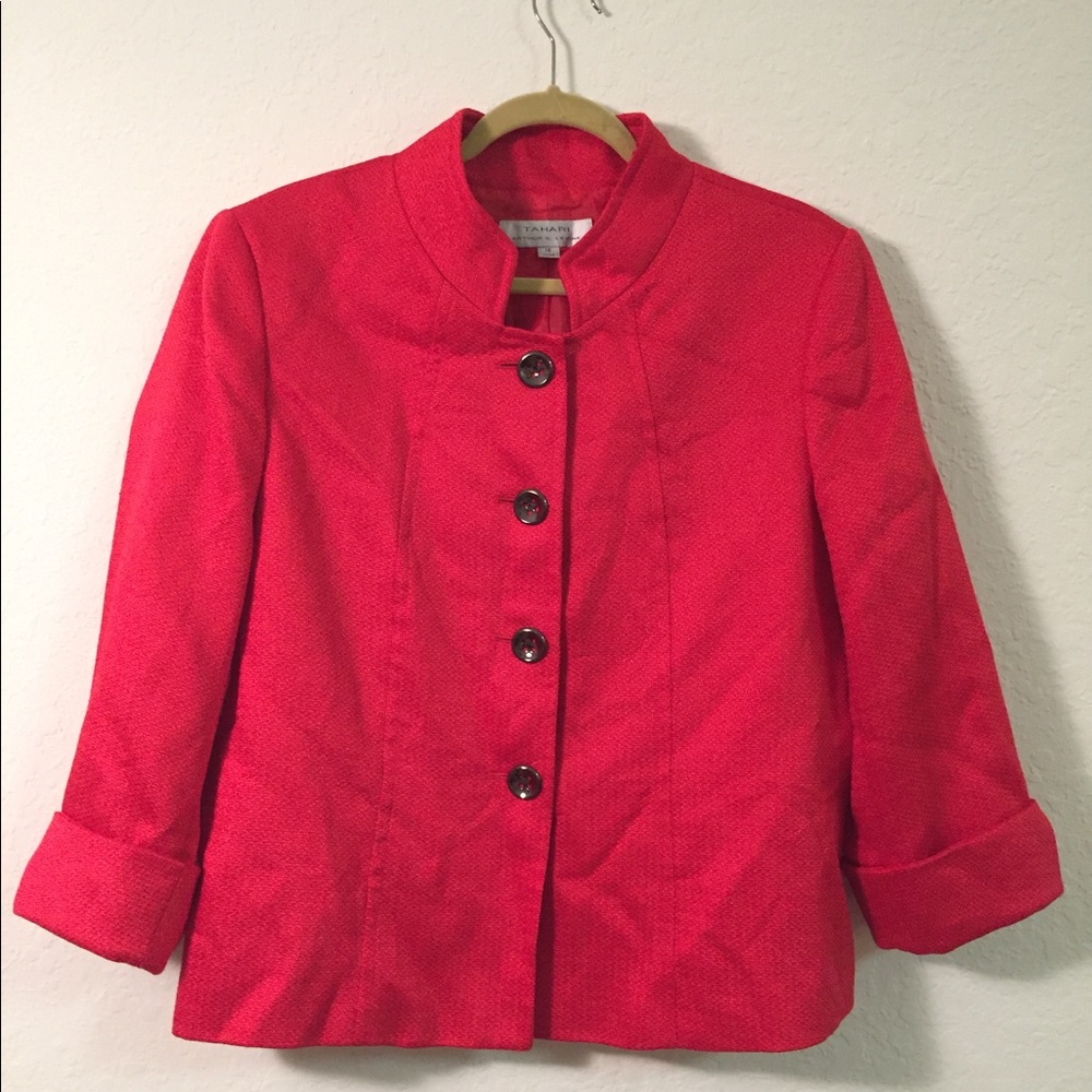 Red Tahari coat