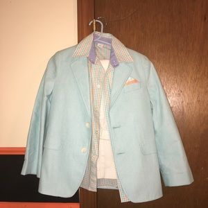 Boys pantsuit turquoise, orange and white size 7