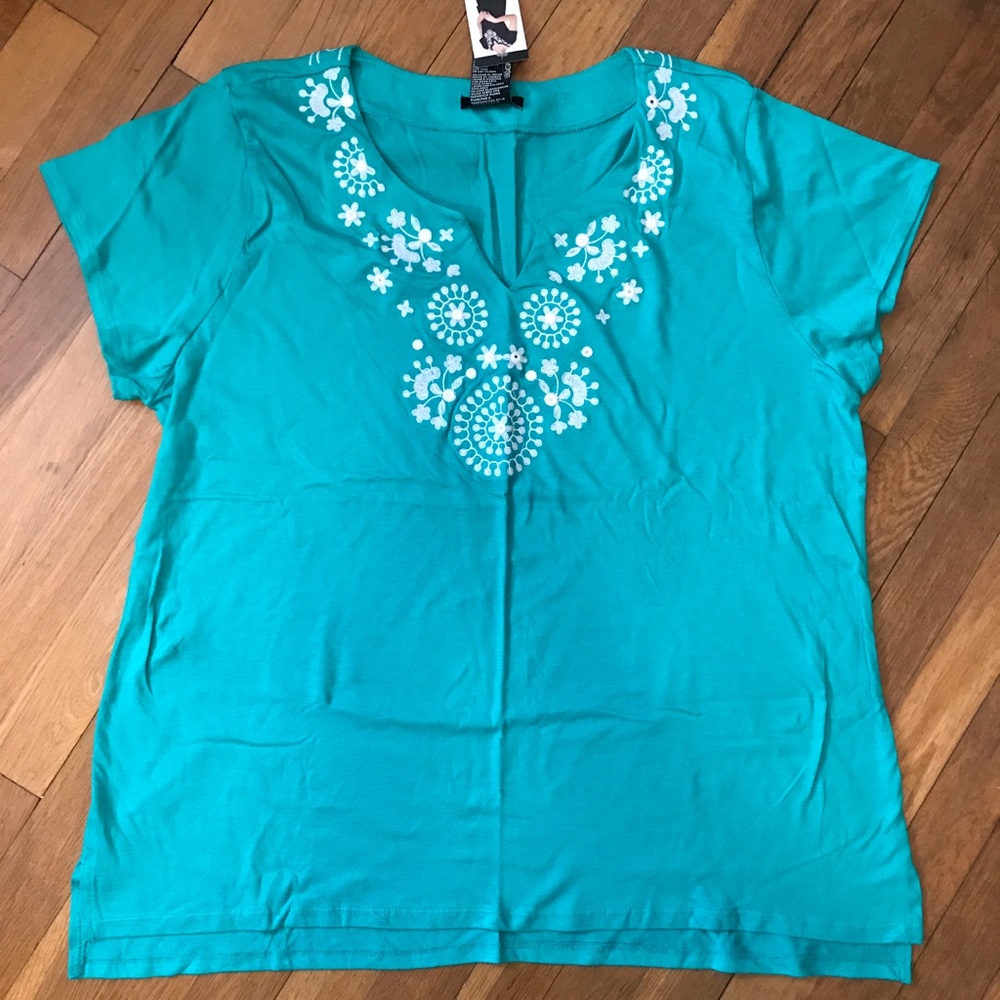 💃🏼MAKE OFFER💃🏼 Aqua Blue Embroidered Top