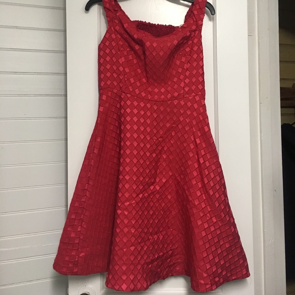 Anthropologie red off the shoulder dress