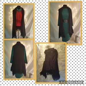 Sleeveless open knit sweater cardigan