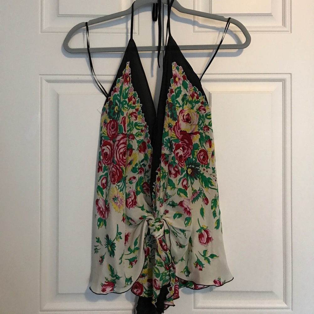Floral 🌸 Halter with Low Back and Tie Front