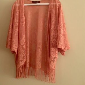 🍂 Blush Embroidered Floral & Fringed Kimono 🍁