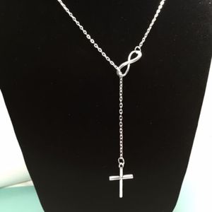 Silver Infinity Eternity Cross Toggle Necklace