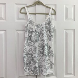 Express silver sequined tank top