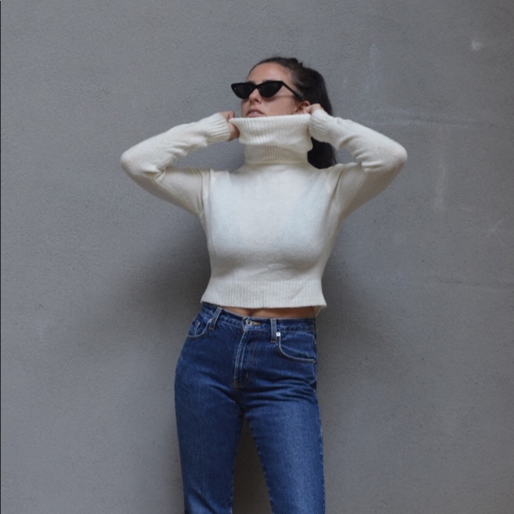 cream crop turtleneck