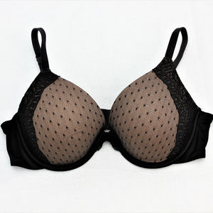 Maidenform Pushup Nude Bra with Black Lace Overlay