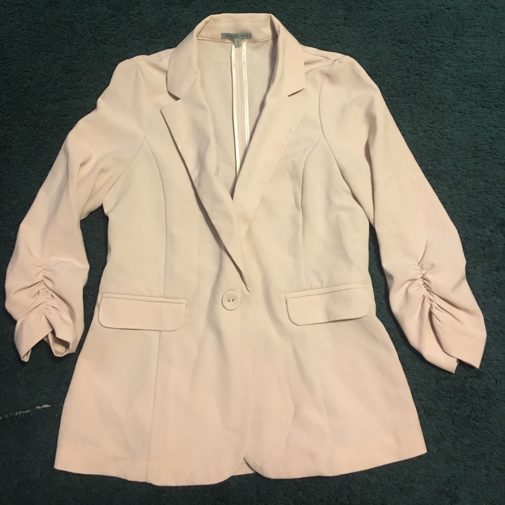 Flounce Detail Blush Blazer
