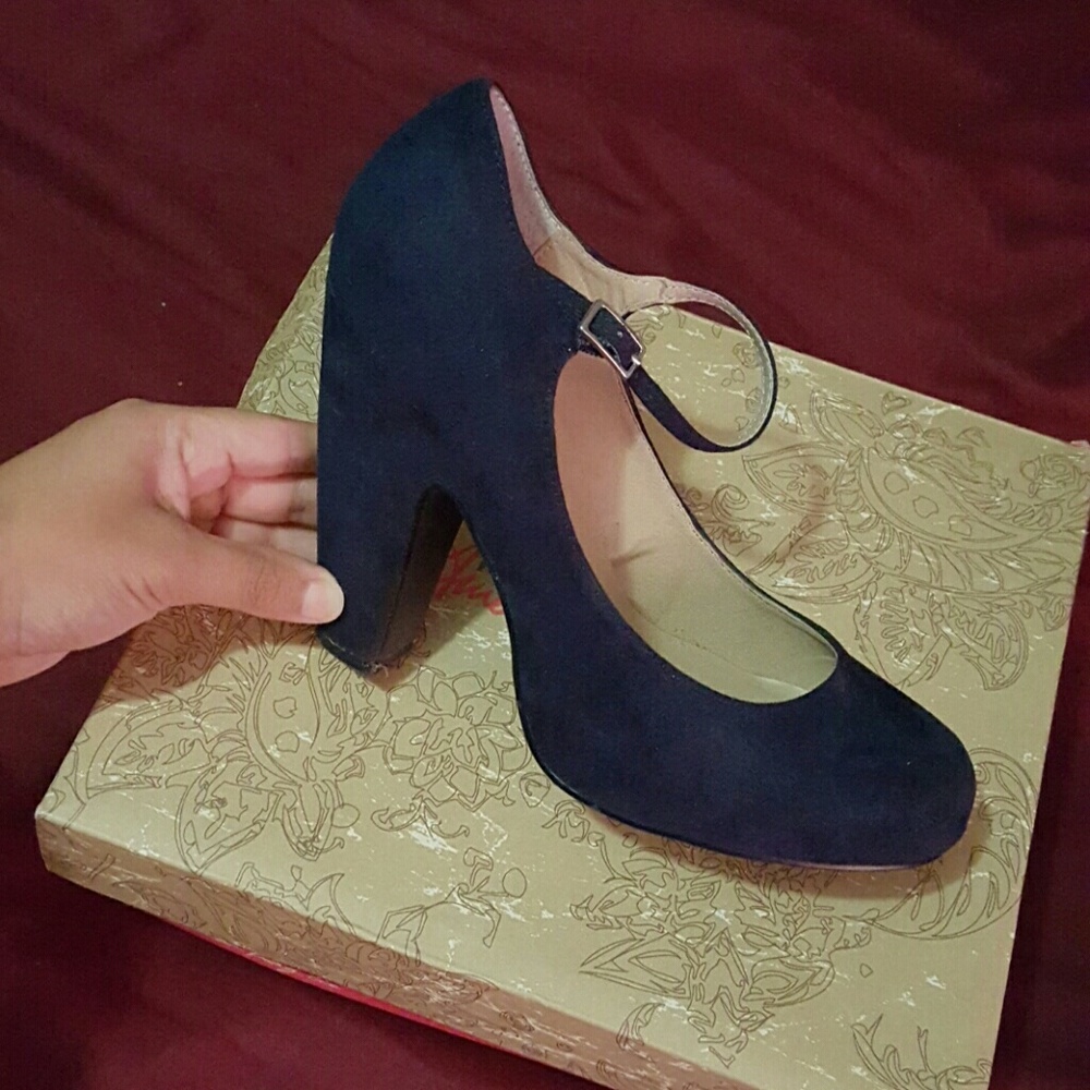 Navy blue block heels