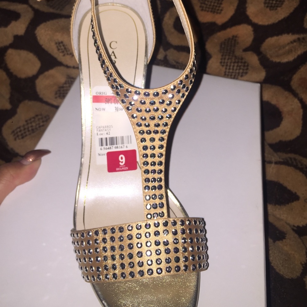 Caparros Gold Satin studded shoes NEW