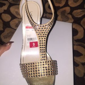 Caparros Gold Satin studded shoes NEW