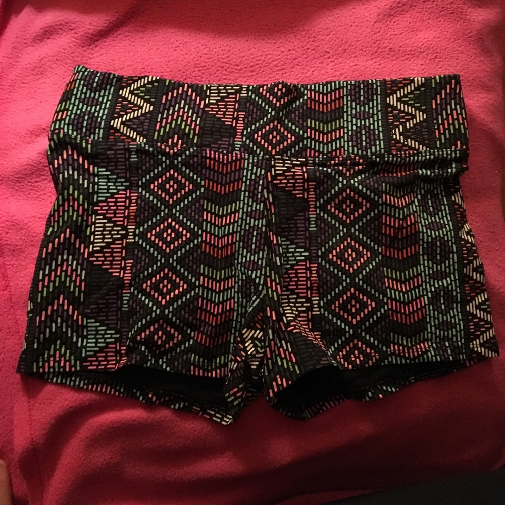 PINK Neon Print Yoga Shorts