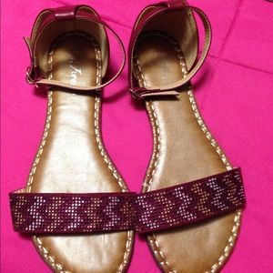 Sandals Strappy- Maroon with Rhinestone