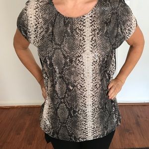 COOL SNAKESKIN SEQUIN HI-LO BLOUSE