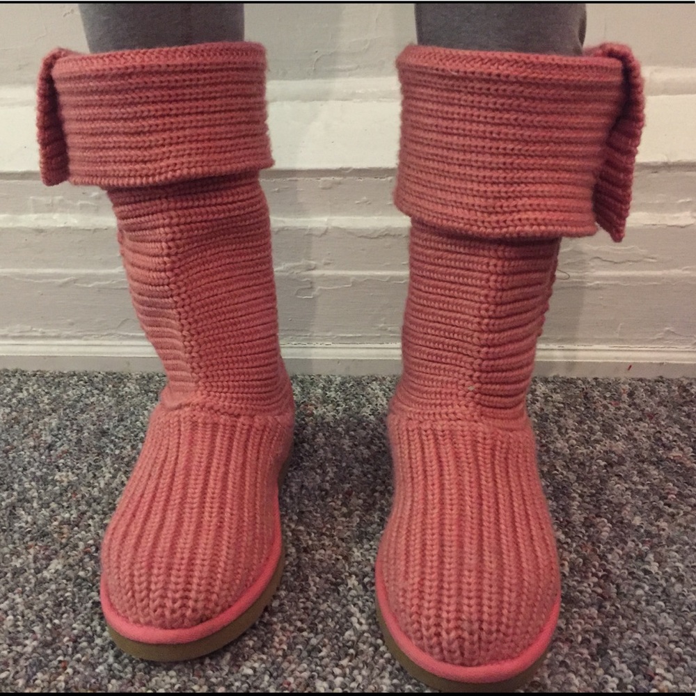 UGG Pink Classic Cardy Knit Boot