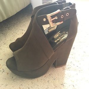 Olive Green Suede Heels