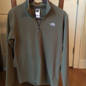 Men's North Face Quarter Zip Pullover Olive Green