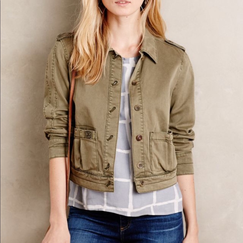 Anthropologie Cropped Military Jacket