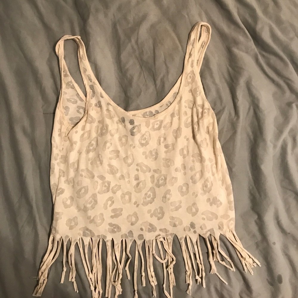 Leopard print crop top with tassels