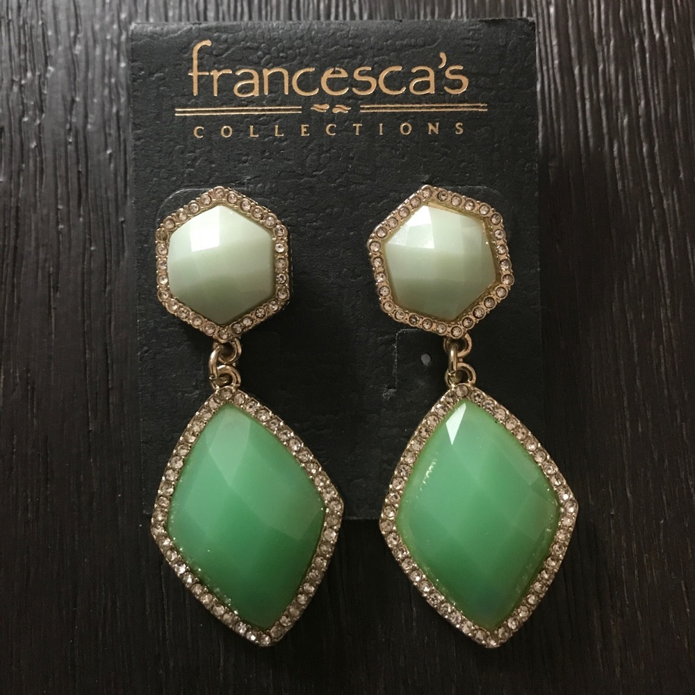 NEW- Mint & crystal chandelier earrings