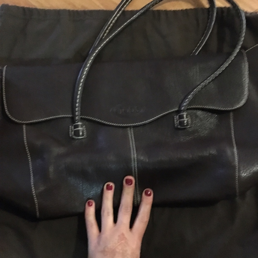 tods satchel bag - brown leather