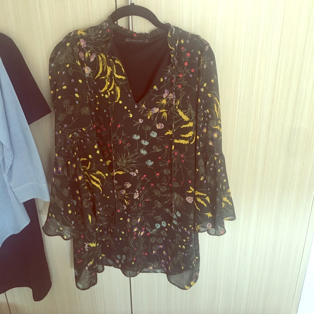 Dark floral a-line dress