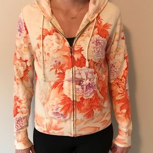 Lucky brand floral hooded zip up  - Med