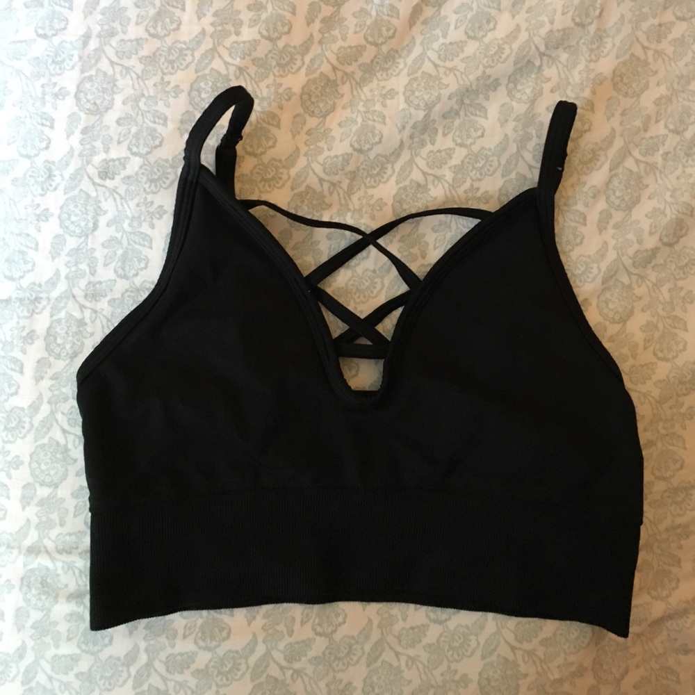 Vs pink strapped black bralette