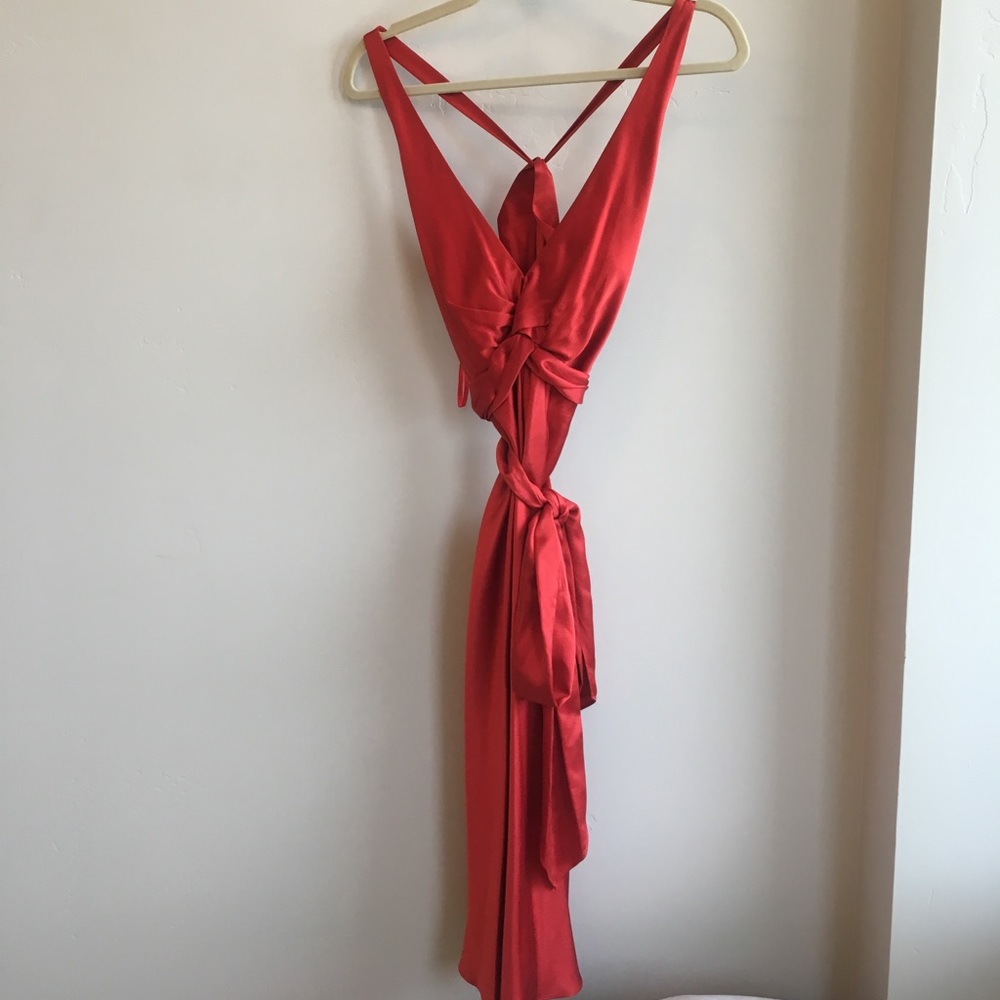 BCBG red backless dress