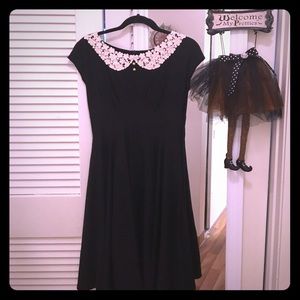 Black with Lace Coller Dress Vintage Insp.