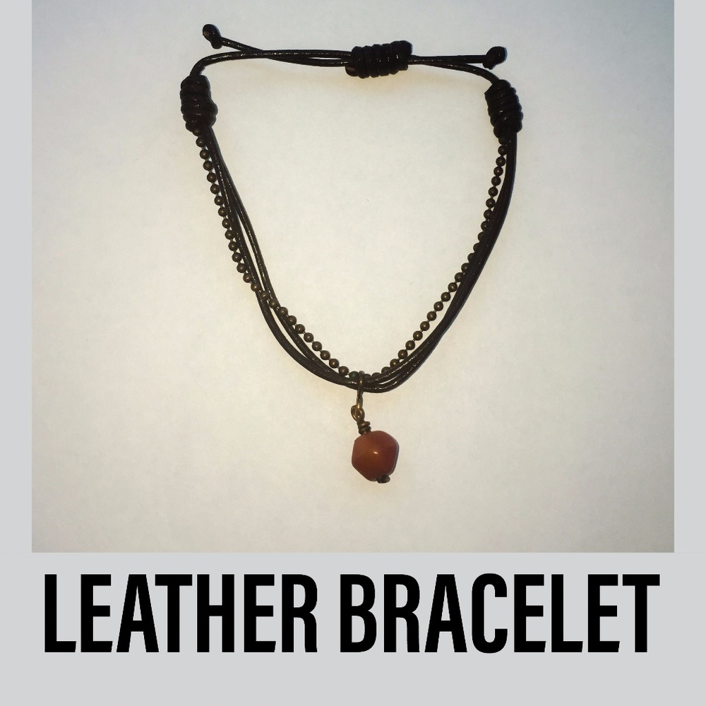 🎀2 FOR $10🎀 Adj Leather Cord Beaded Bracelet