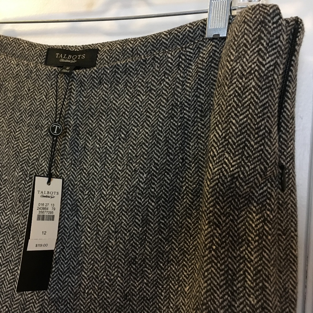 Talbots charcoal/cream tweed high waist pants 12