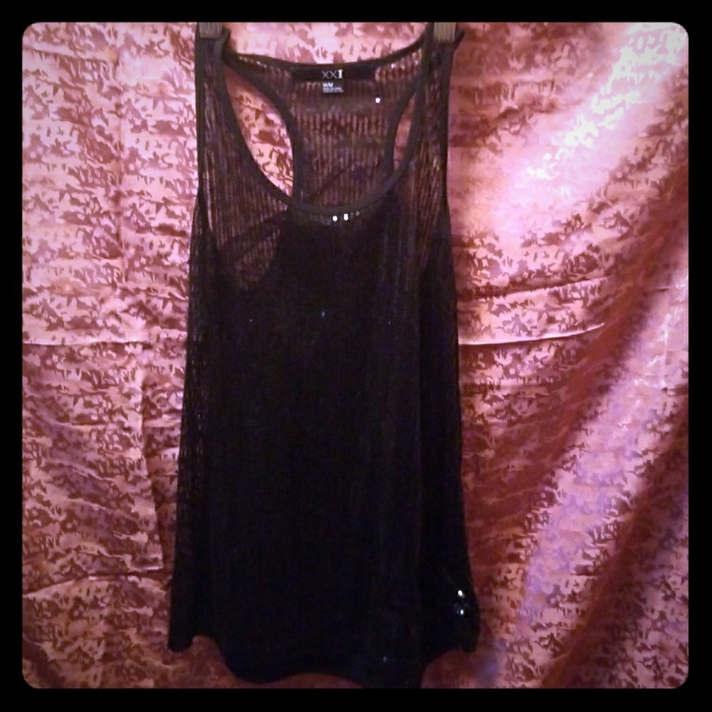 A transparent black blouse...