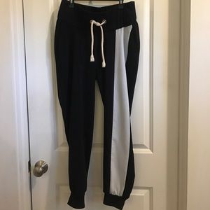 Asos Maternity black joggers with white stripe