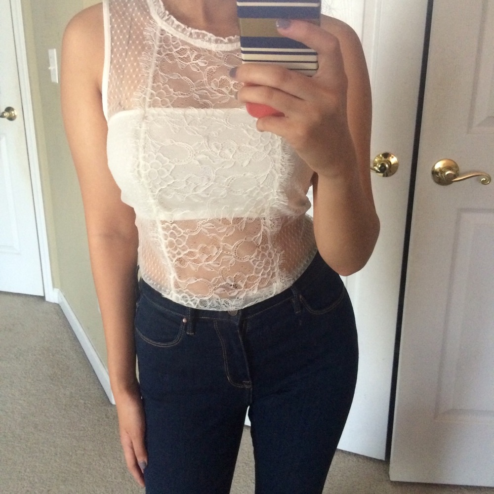 NWT Express Ivory Lacy Top