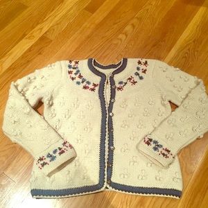 Sm Handmade Irish Wool Knit Button Down Sweater