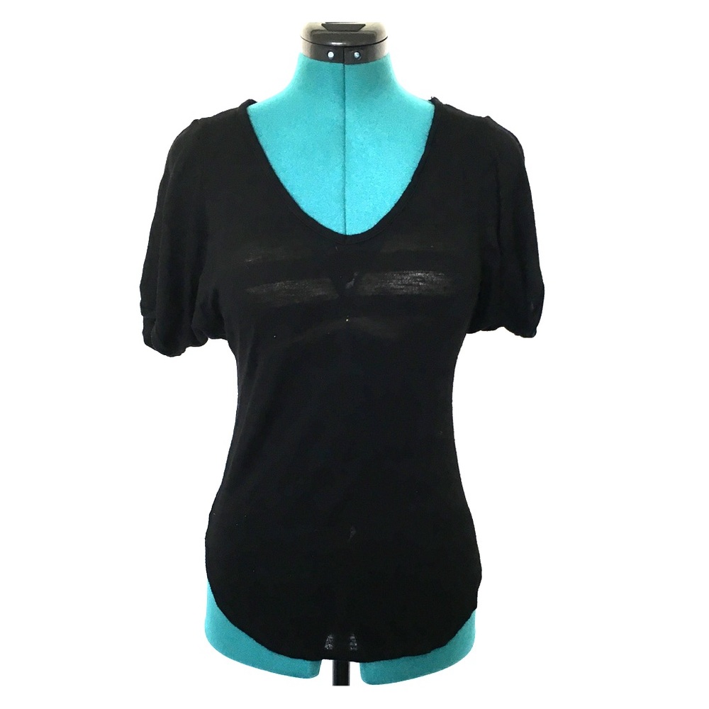 Solemio Black Striped Lightly See-Through Tee