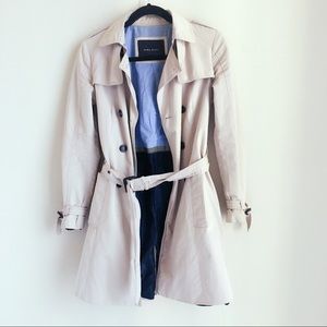 Zara Basic Trench Coat - ivory/grey color.