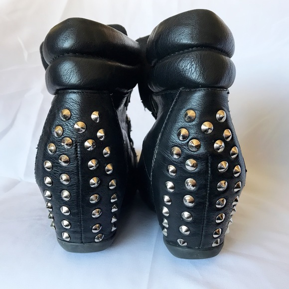 FOREVER 21 Black Studded Wedge Sneakers - Picture 4 of 5