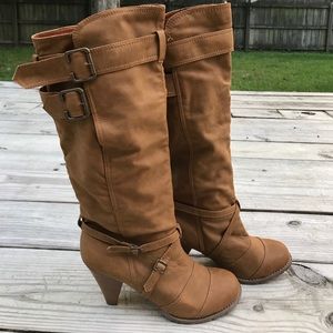 NWOT Bamboo tall boots Camel w/ Buckles 8.5 NWOT Bamboo tall boots Camel w/ Buckles 8.5