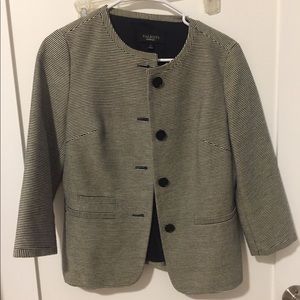 Cream and Navy Pinstripe Jacket - Talbots