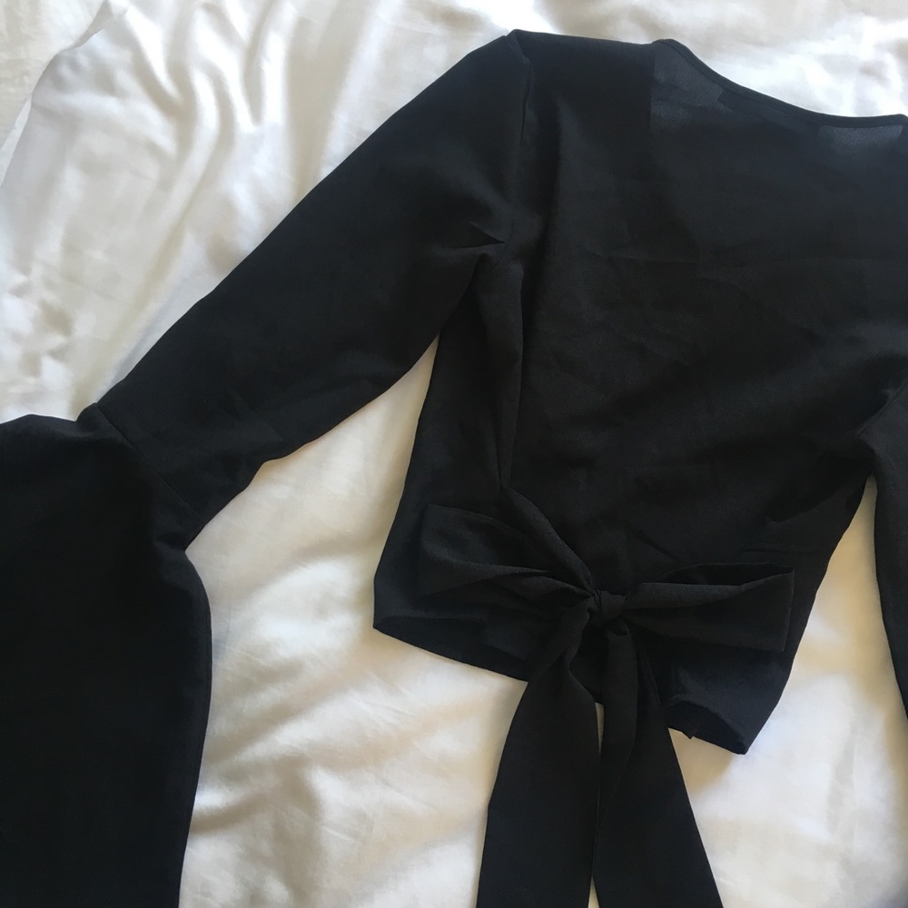 Fitted Crop Top with Flare Sleeves