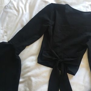 Fitted Crop Top with Flare Sleeves