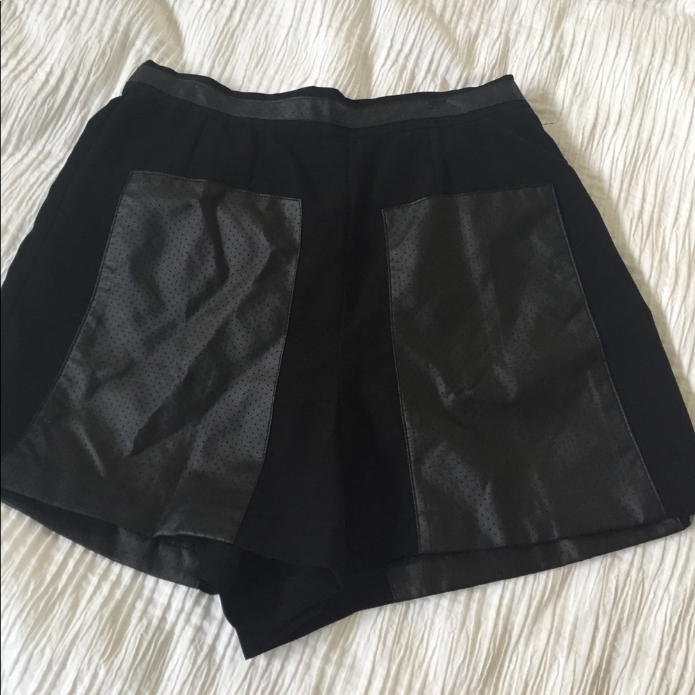 BCBG Generation black faux leather shorts