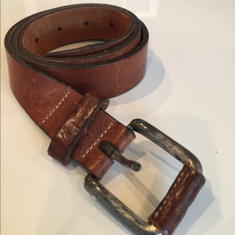 Brown Leather Belt. Vintage-hippie.