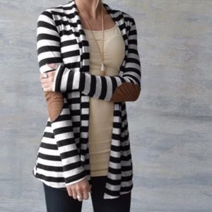 Black and White Striped Cardigan