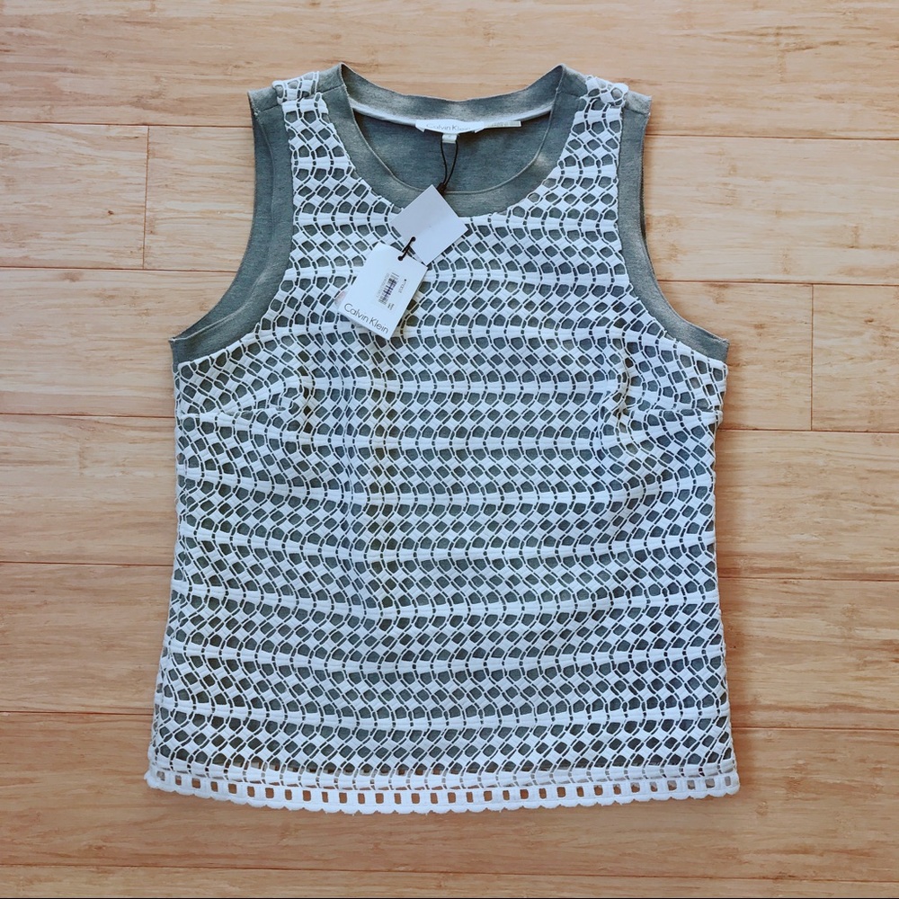 NWT Calvin Klein Lace Overlay Tank