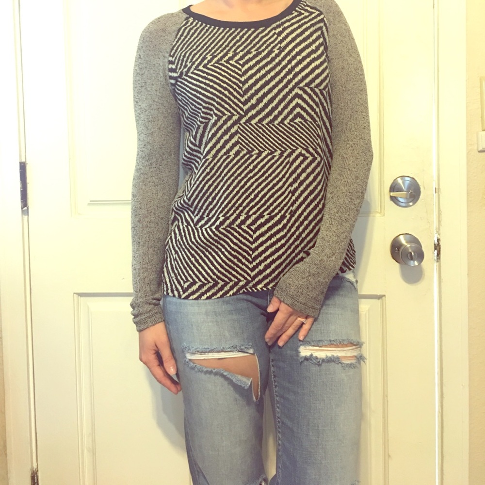 Print Contrast Sweater